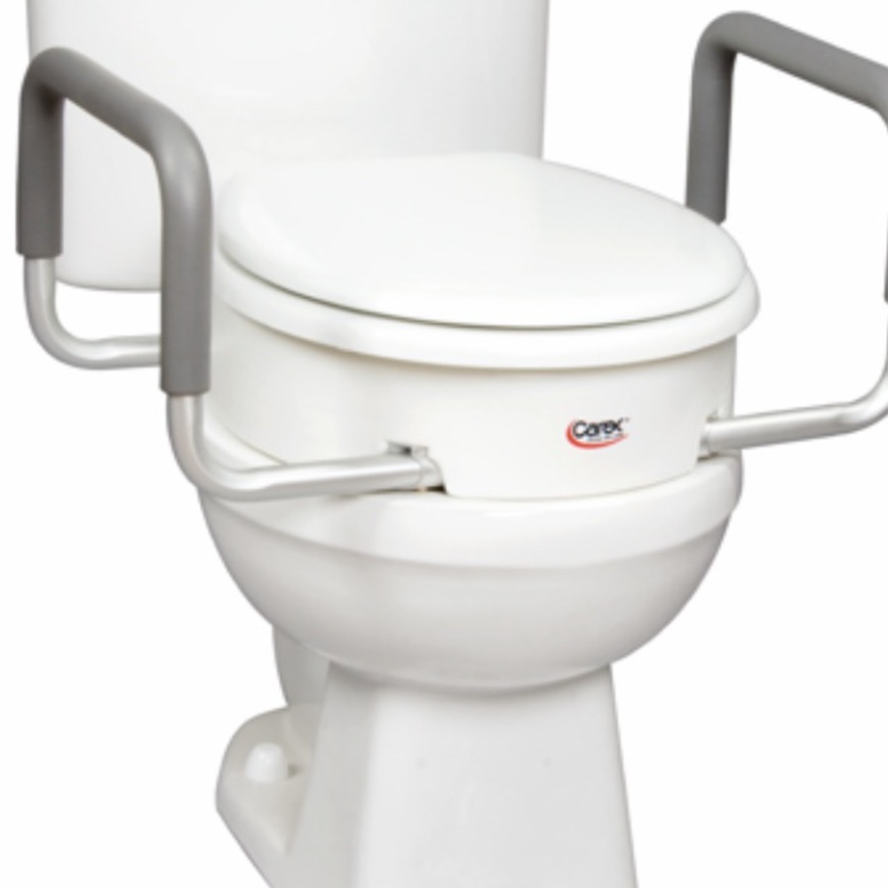 Raised Toilet Seat with Support Arms - White